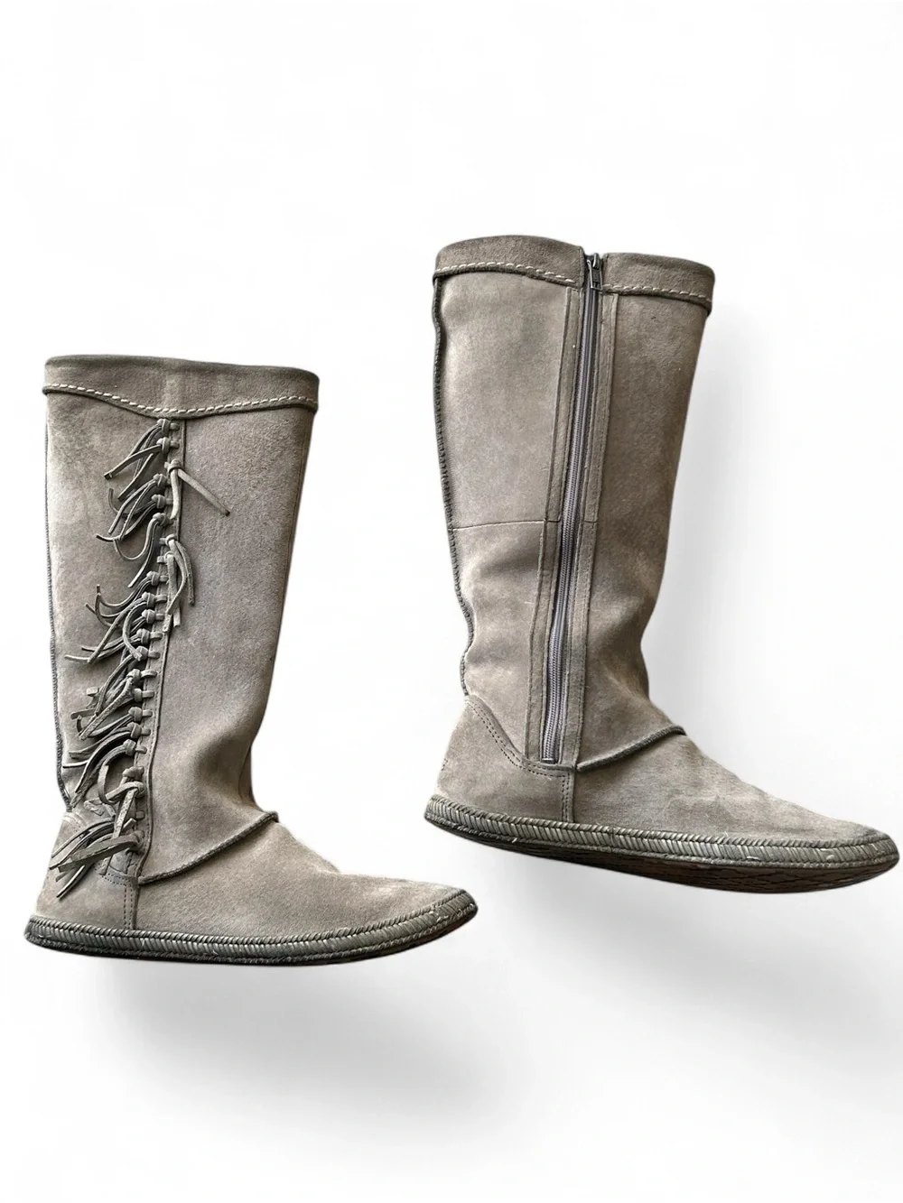 UGG Mammoth Genuine Shearling Water Resistant Knee Suede Fringe Knee-High Boot 8